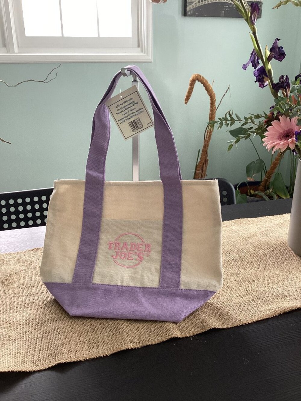 Pastel purple mini Trader joes tote